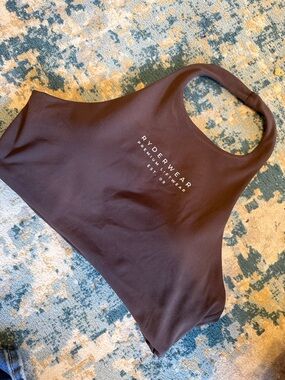 Ryderwear Chocolate Brown High-Neck Racerback Sports Bra
